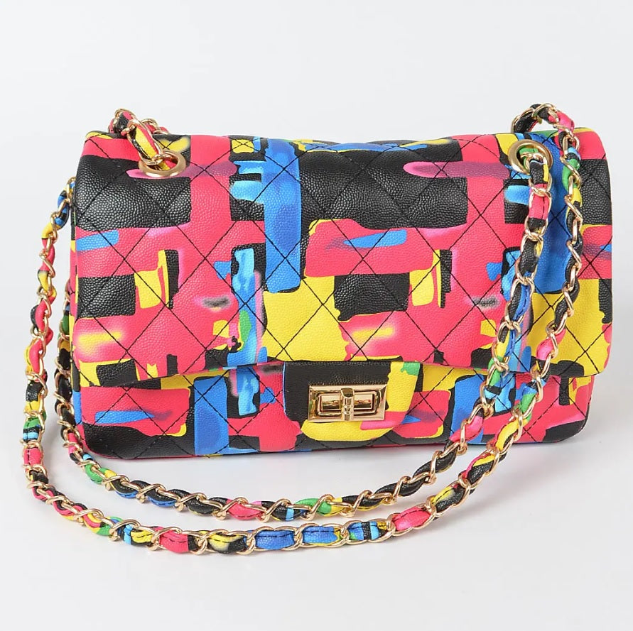 Kleurrijke schoudertas voorkant